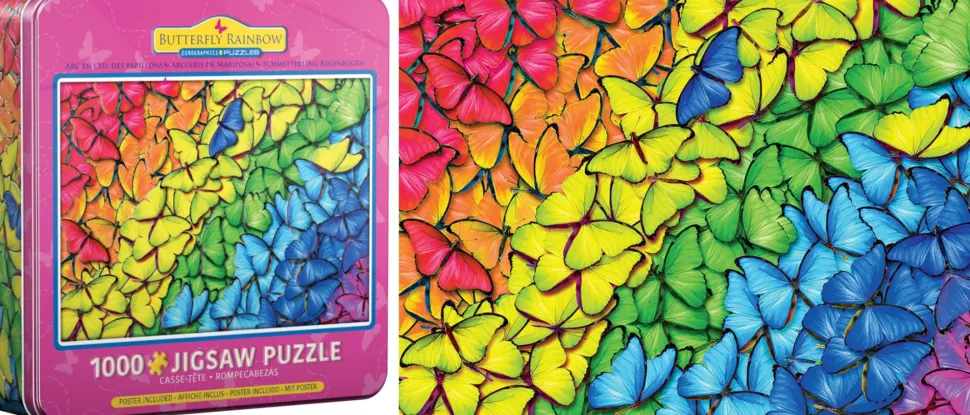 Puzzle Caixa de Metal - Arco-íris Borboleta