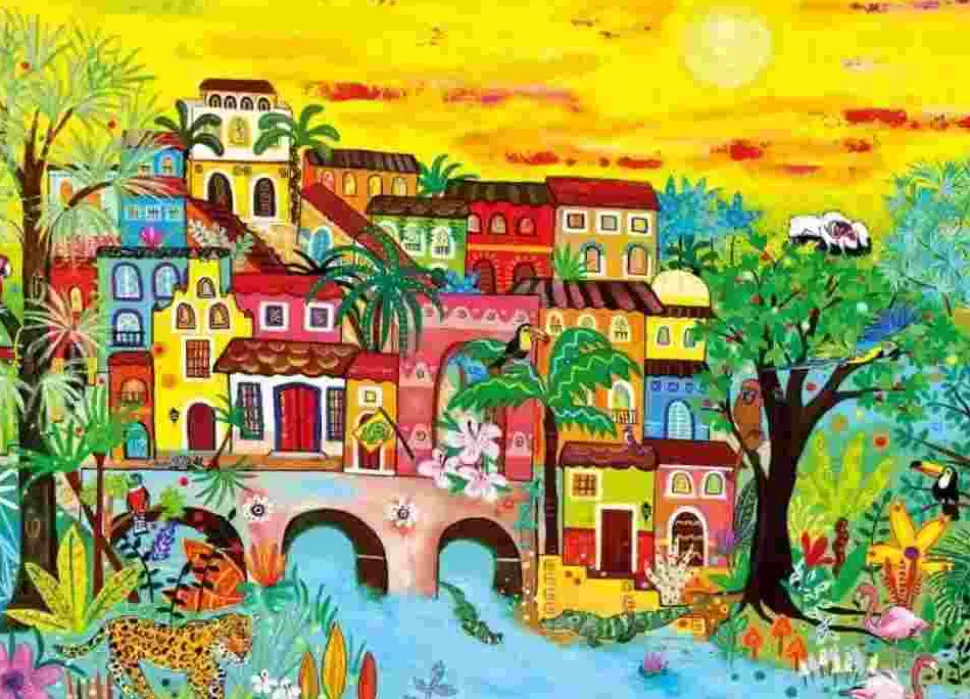 Puzzle Casas na floresta