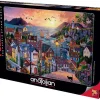 Puzzle Cidade costeira ao pôr do sol