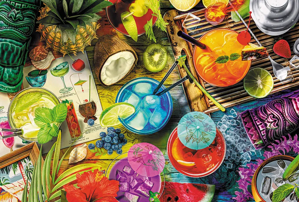 Puzzle Coctails coloridos de madeira
