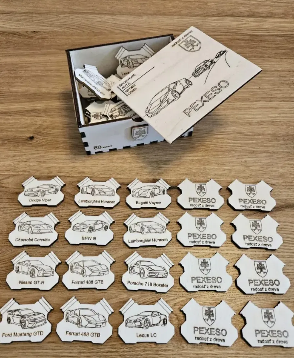 Puzzle Drevené pexeso 艩portové autá