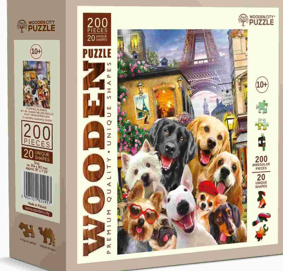 Puzzle Filhotes em Paris de madeira