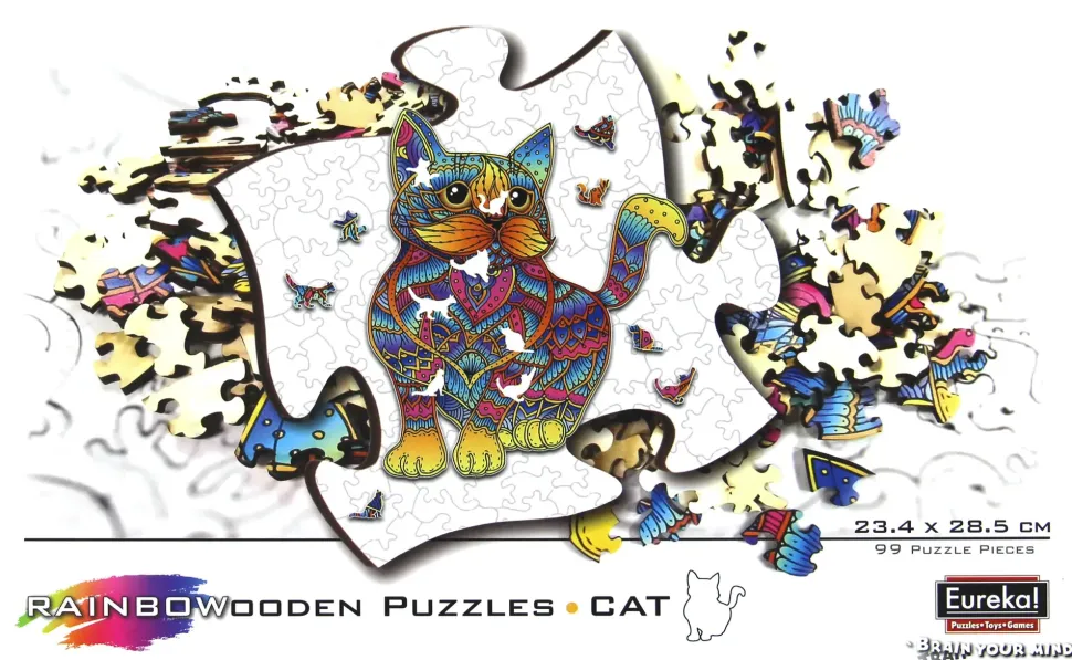 Puzzle Gato cor de madeira