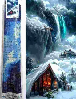 Puzzle Pintura diamantada: Casa de campo no inverno 80x40 cm