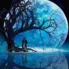 Puzzle Pintura diamantada: Lua sobre o lago 30x40 cm