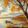 Puzzle Pintura Diamant: Barco na costa 30x40cm
