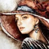 Puzzle Pintura diamante: A senhora do chapéu 30x40cm