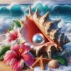 Puzzle Pintura Diamante: Concha com pérola 30x40cm