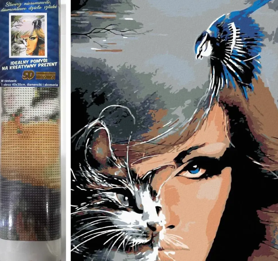 Puzzle Pintura diamante: O olhar de um gato 30x40cm