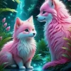 Puzzle Pintura Diamant: Raposas cor-de-rosa 30x40cm