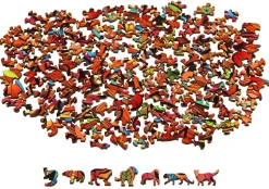 Puzzle Tigre colorido de madeira