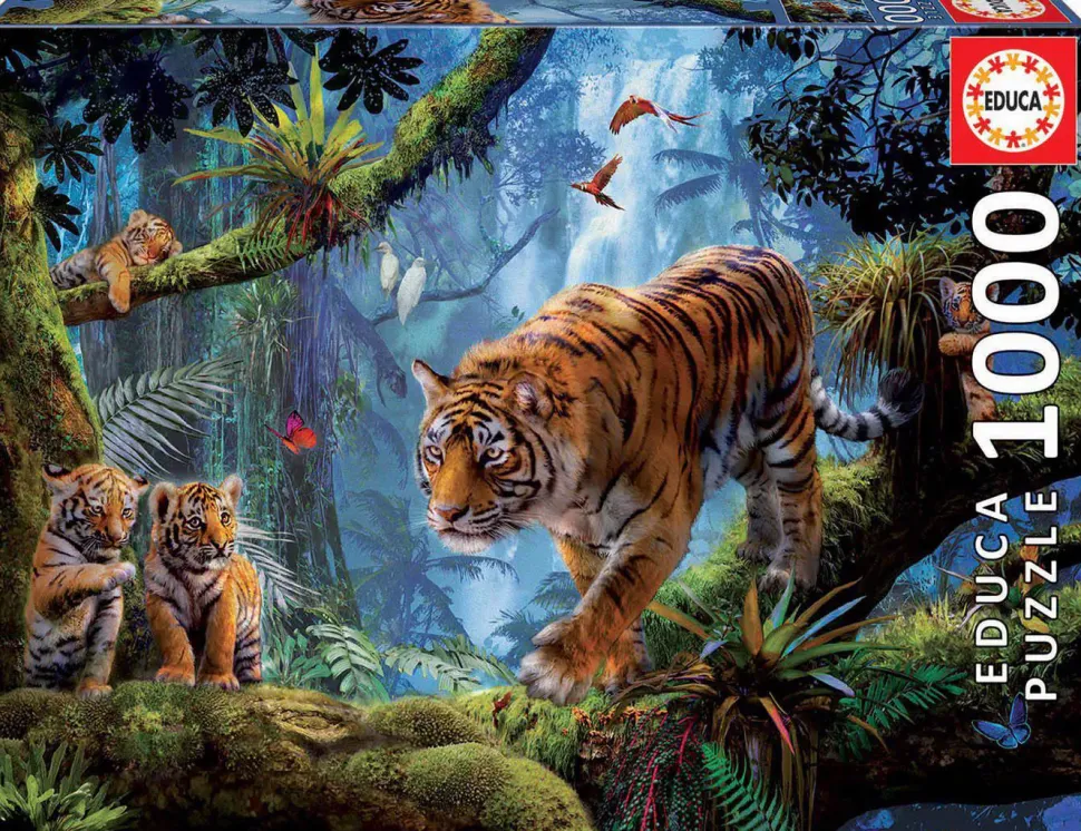 Puzzle Tigres na árvore