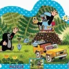 Puzzle Toupeira com um carro amarelo de 25 peças