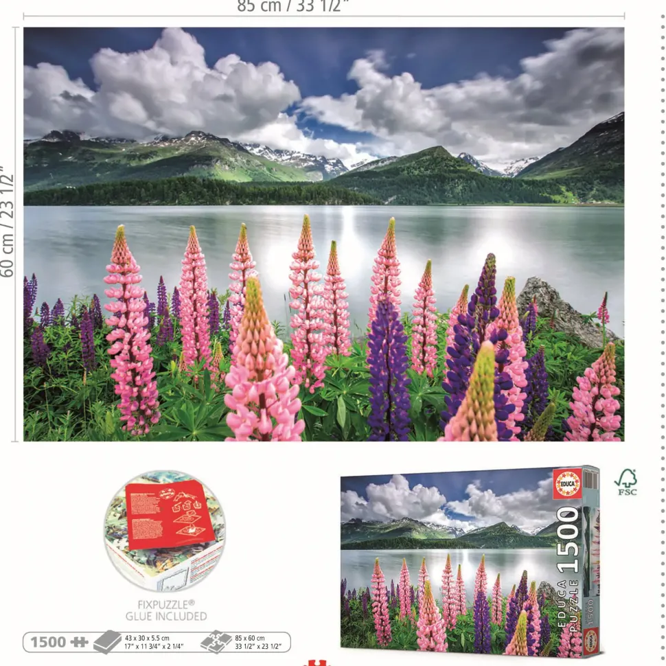 Puzzle Tremoços nas margens do Lago Sils, Suíça