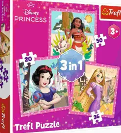 Puzzle 3v1 Princesa Disney: Vaiana, Locika e Branca de Neve